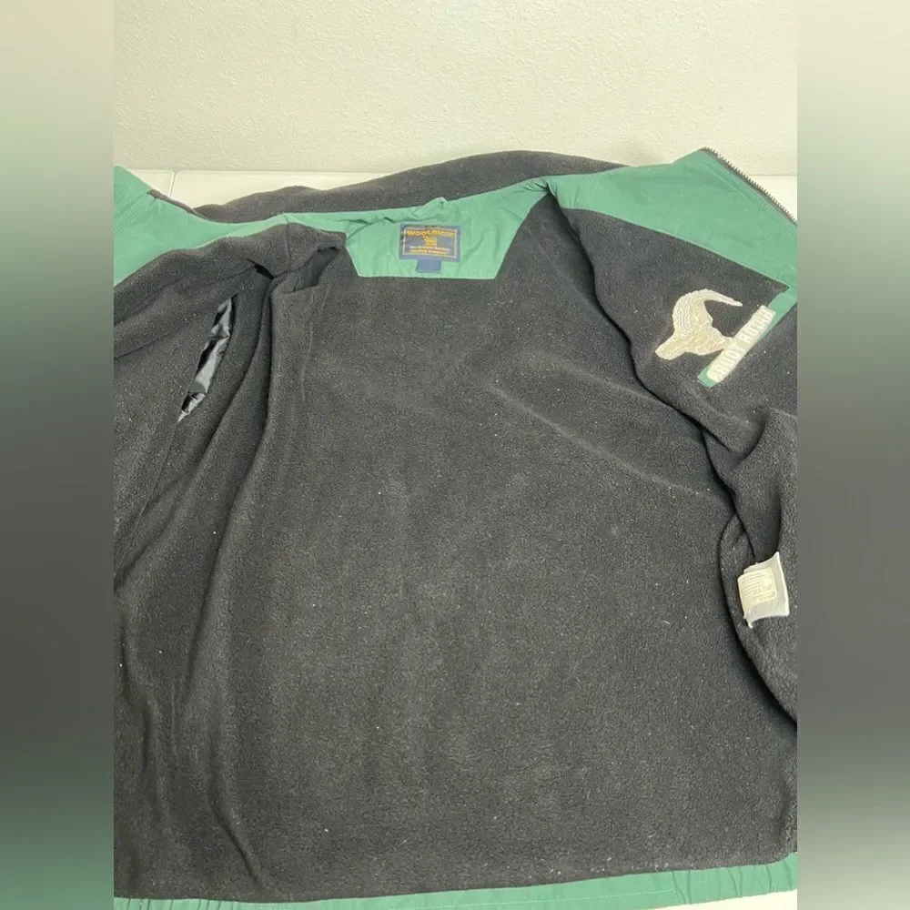 Woolrich Gator Tours Zip Up Hooded Windbreaker Jacket Men's 2XL Green
